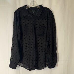 Sheer polka dot long sleeve blouse